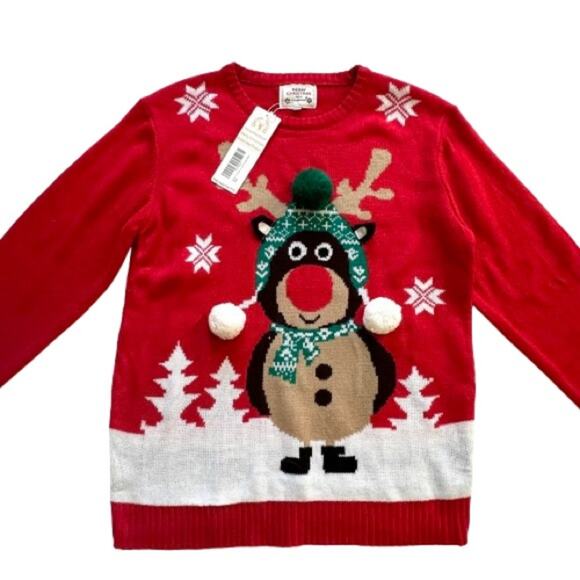 Christmas Reindeer Red Knitted Holiday Ugly Sweater Pullover Size XXL NEW - Picture 9 of 15